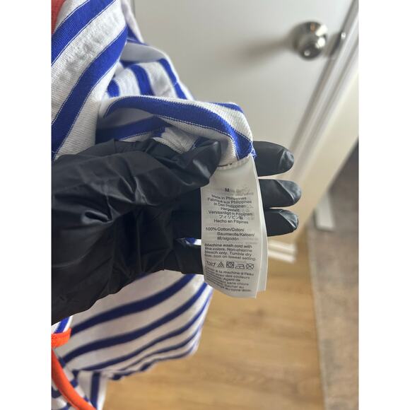 J. Crew Tipped Hoodie Striped Mariner Cloth Size M Blue - Picture 6 of 8